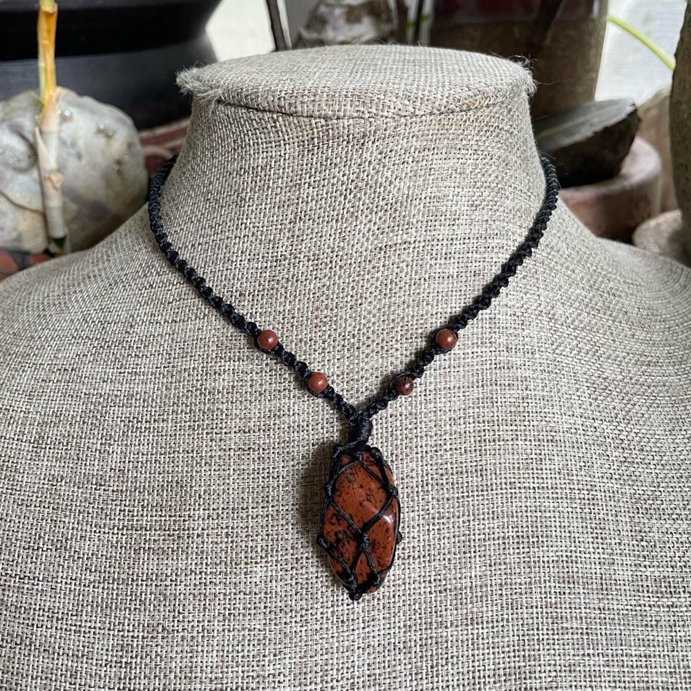 Boho Hippie Micro Macrame Crystal Choker Necklace - Picture 4 of 10